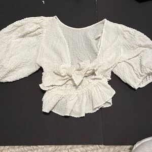 FREE PEOPLE white front tie top